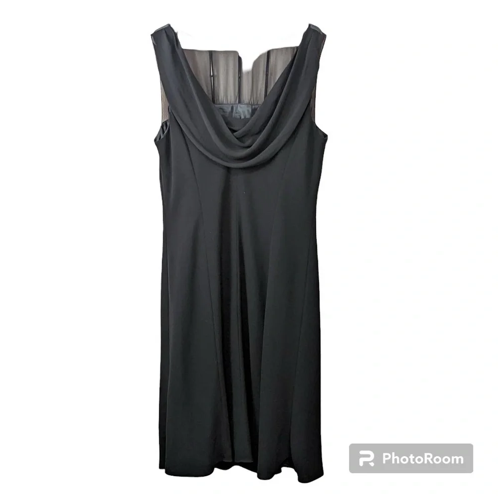 JONES NEW YORK BLACK SHEER CHIFFON JEWELED BODICE DRESS SIZE 16